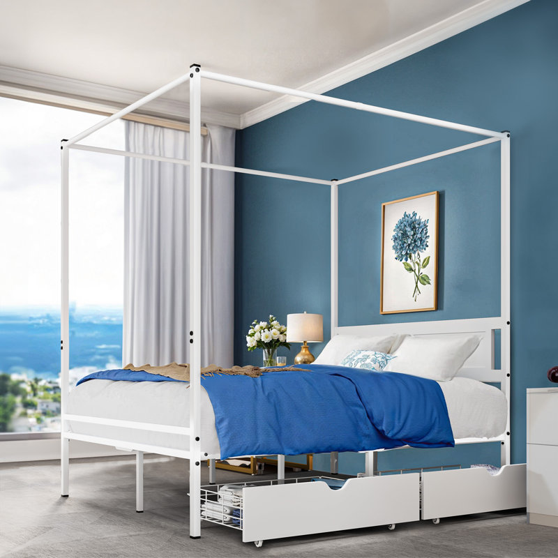 Ebern Designs Cailie Metal Canopy Storage Bed | Wayfair